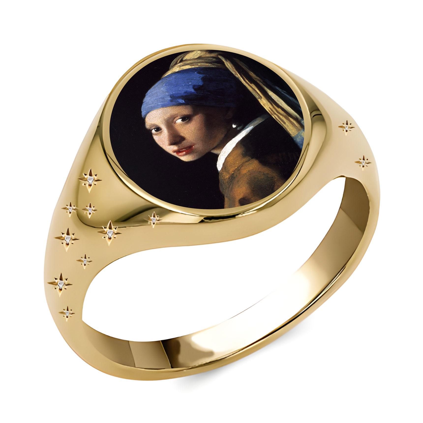 Handmade Enamel Art Signet Ring – Custom Fine Art Jewelry