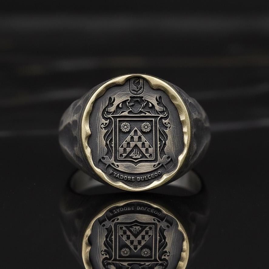 Custom Family Crest Signet Ring: Vintage Steyle Sterling Silver , Handmade Jewellery