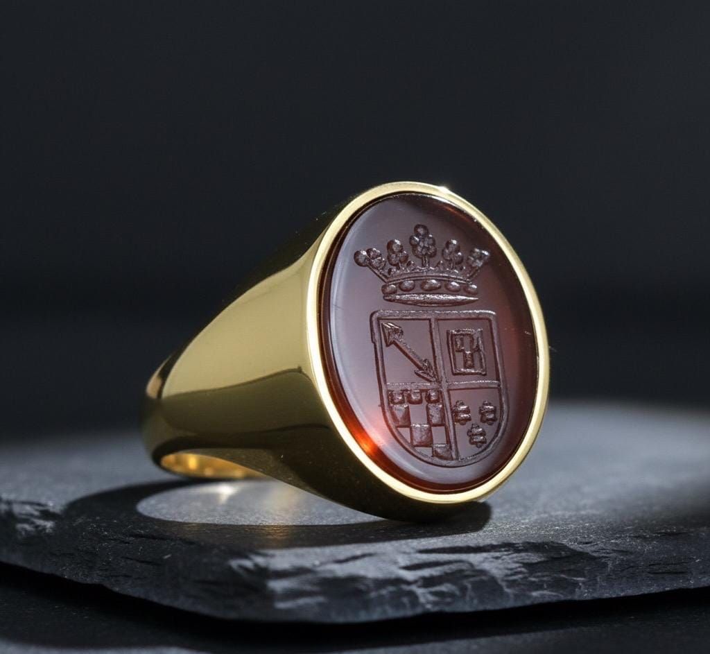 Custom Sterling Silver Family Crest Signet Ring: Intaglio Engraved Heirloom